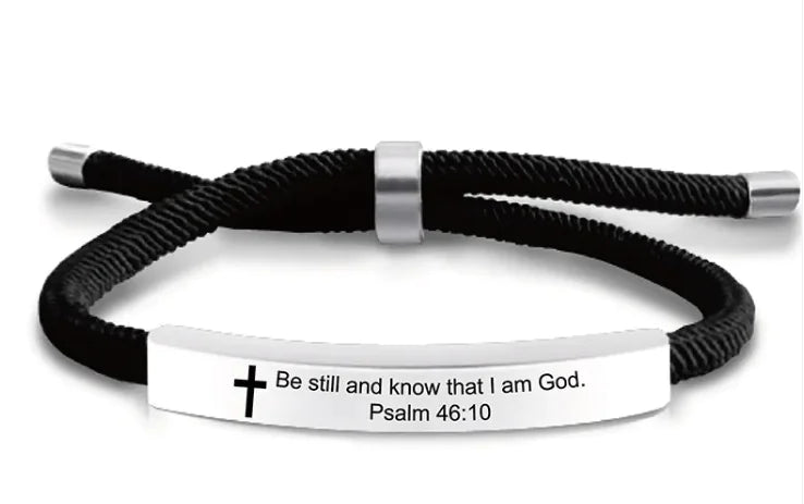 Stainless Steel Scripture Cross Bracelet