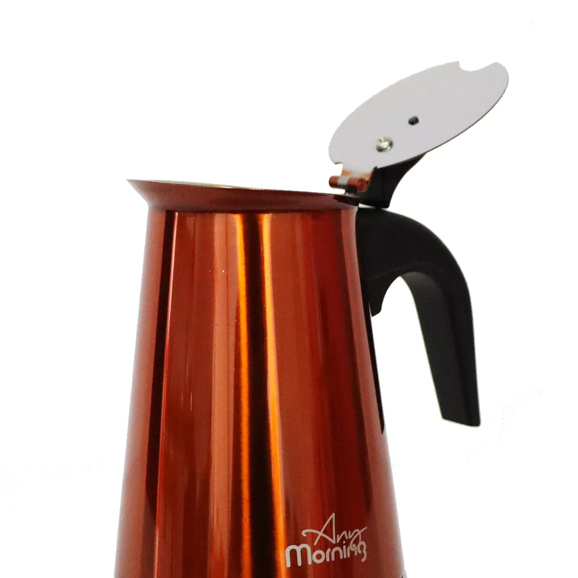 Any Morning Stovetop Espresso Coffee Maker Stainless Steel Induction Moka Pot, 300 ml - 10 oz, Copper