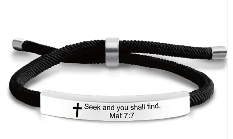 Stainless Steel Scripture Cross Bracelet