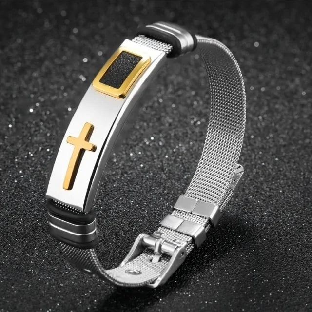 Stainless Steel Cross Bracelet