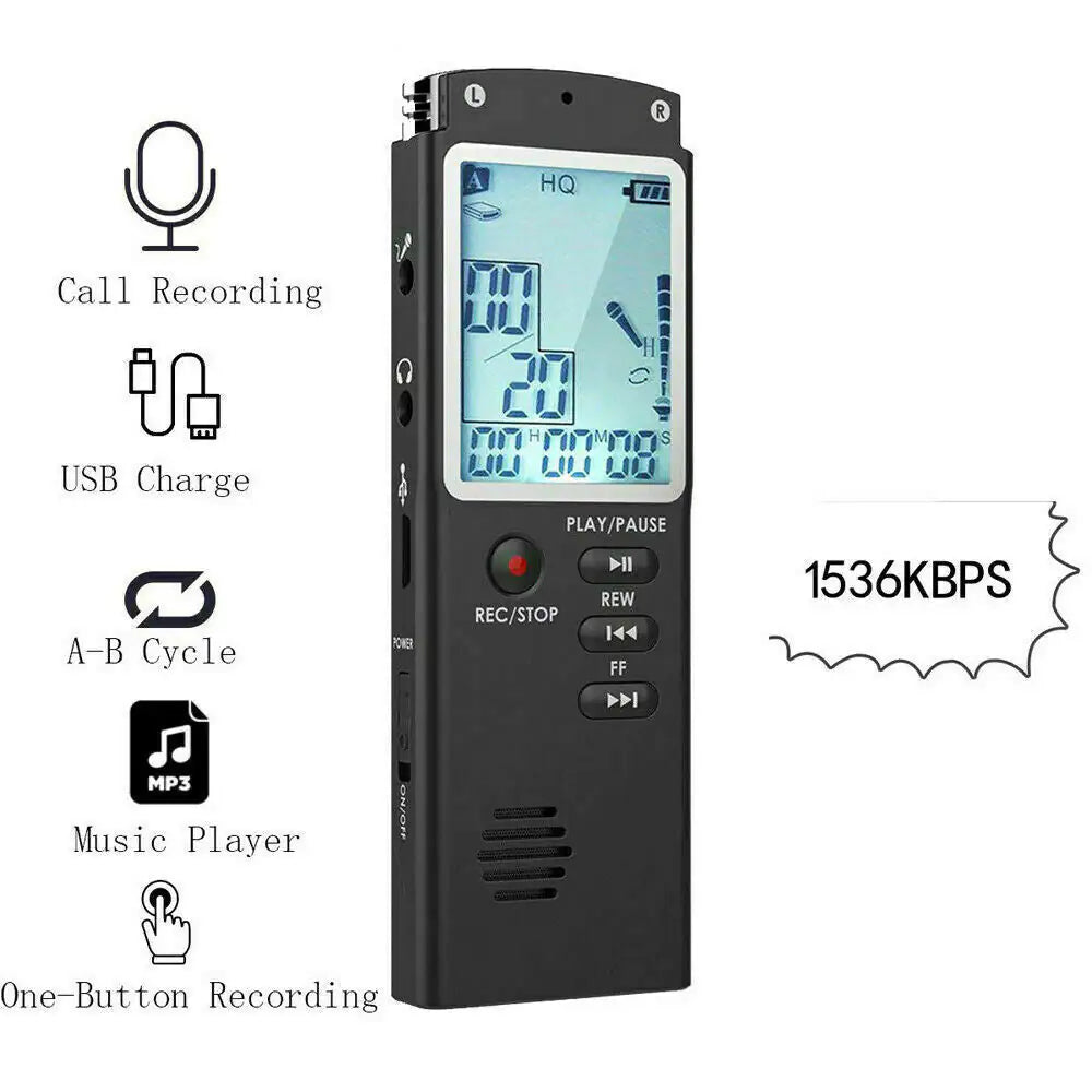 32G Voice Activated Mini Digital Sound Audio Recorder Dictaphone MP3 Player