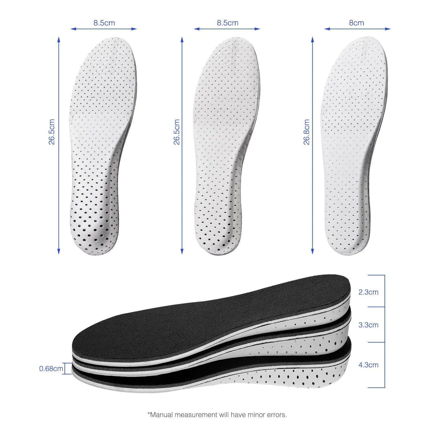 Men Women Invisible Height Increase Insoles Heel Lift Taller Shoe Inserts Pad US