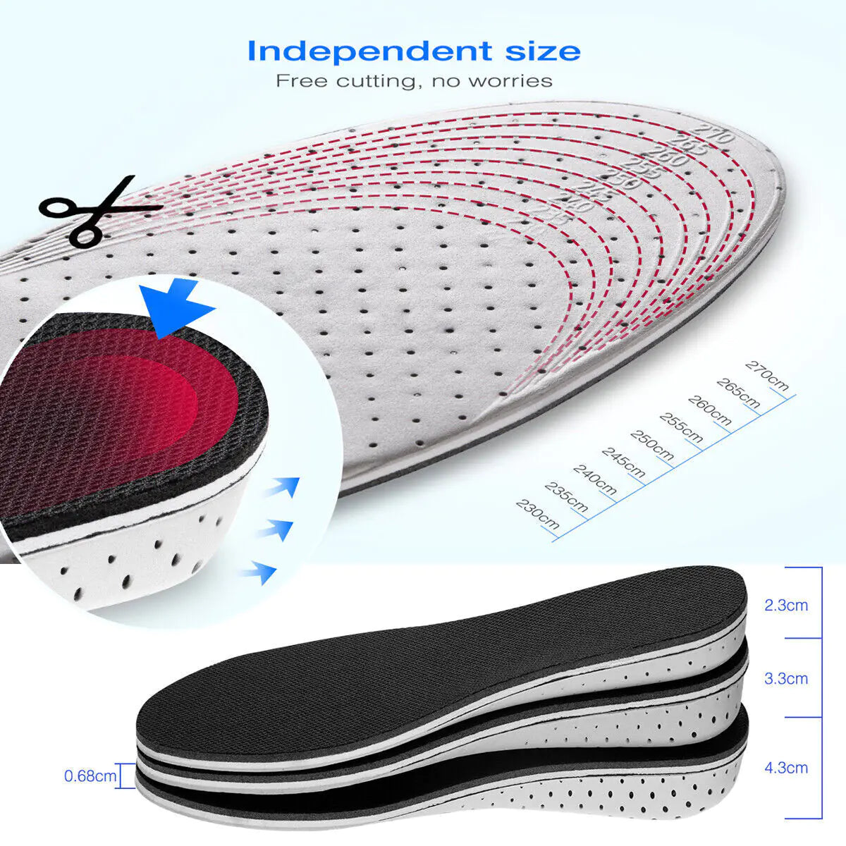 Men Women Invisible Height Increase Insoles Heel Lift Taller Shoe Inserts Pad US