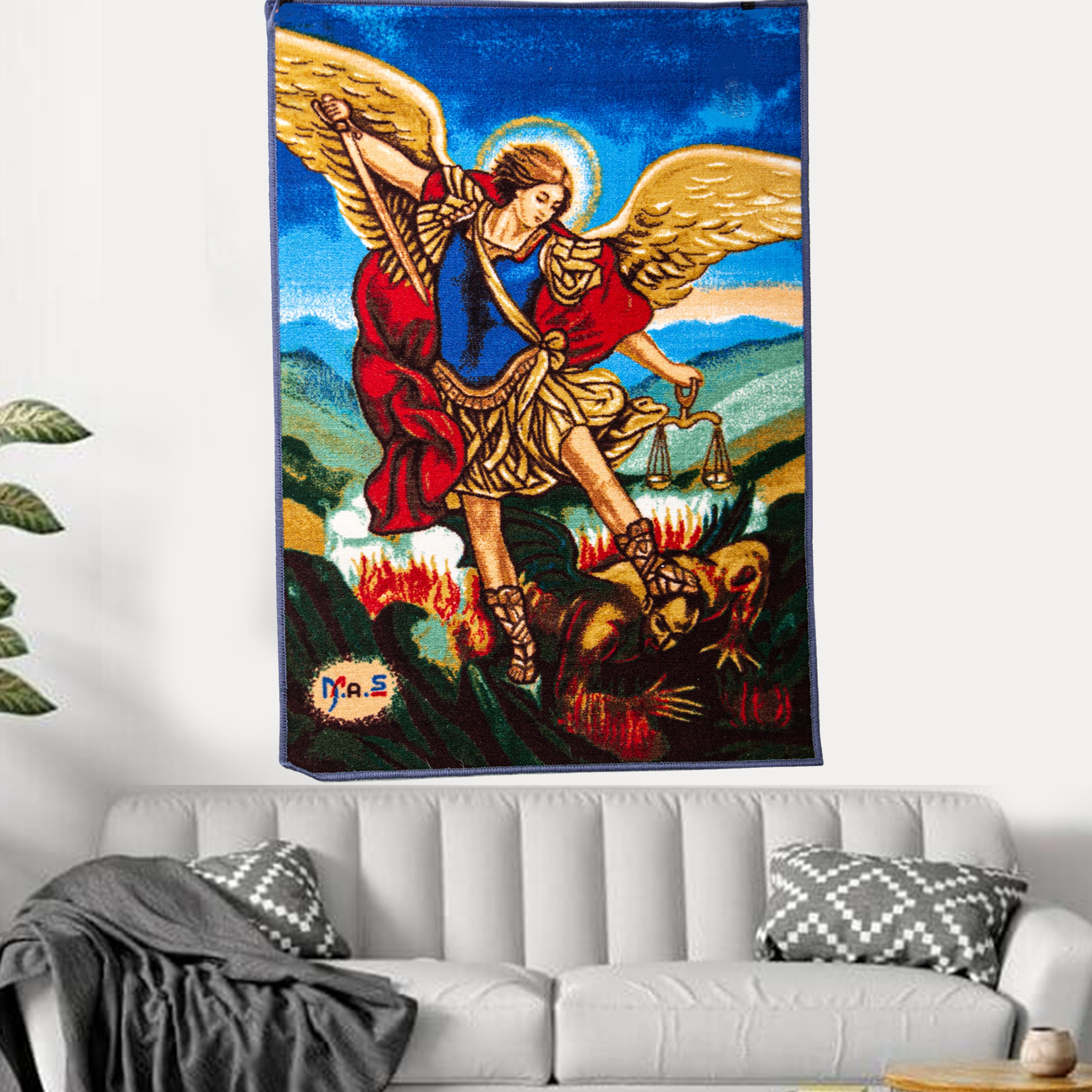 Tapiz de Pared con Imagen de San Miguel para Oración en Casa 